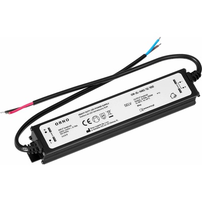 ORNO LED ovládač, tenký, hermetický, 12 V, 100 W, IP44, kovové puzdro