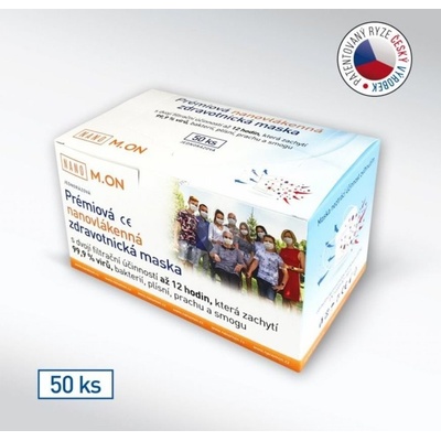 Nano M.ON Nano rouška Prémiová Nanovlákenná zdravotnická maska bílá 50 ks