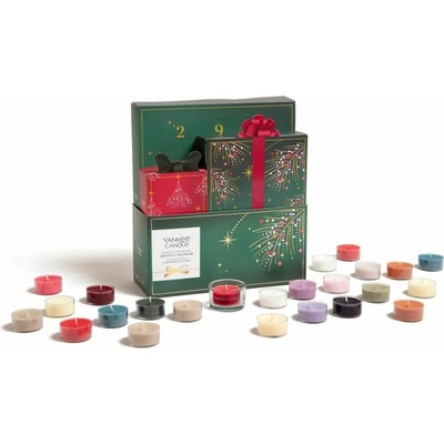 Z - TRADE s. r. o. Yankee Candle Dárková sada Adventní věnec 24 čajových svíček + svícen 1 set