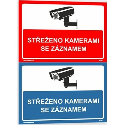 Traiva s.r.o Střeženo kamerami se záznamem Verze: Samolepka 105 x 74 mm tl. 0.1 mm - modrá - Kód: 16047