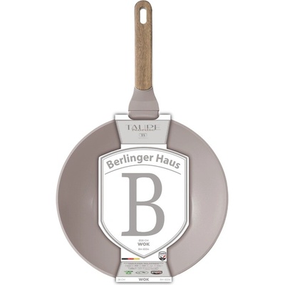 BERLINGERHAUS Pánev WOK s titanovým povrchem a poklicí 28 cm 28 cm Taupe Nordic Collection BH-8334
