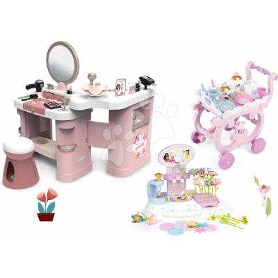 Smoby Set kosmetický stolek se servírovacím vozíkem My Beauty Center 3v1 a květinářství na výrobu květin