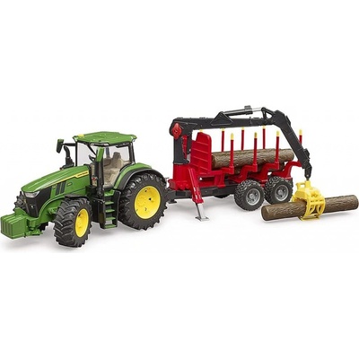 Bruder 3154 John Deere 7R 350 s lesníckym prívesom a 4 kmene 1:16