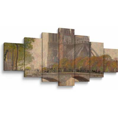Obraz - Robert William Vonnoh, Notre Dame de Paris, reprodukcia, sedemdielne 210x100 cm