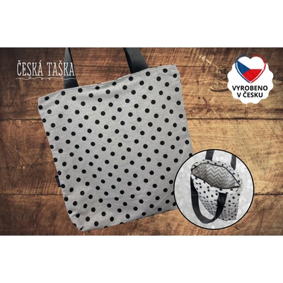 Česká Taška Taškokabelka DOTS XL Česká ručně šitá taška s podšívkou a zipem 50×50 cm