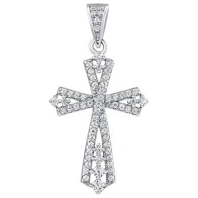 SILVEGO Stříbrný přívěsek křížek Adnai s čirými Brilliance Zirconia MW3077P