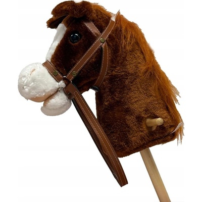 Koník plyšový na palici so zvukmi koliesok Baby Mix HOBBY HORSE 95 cm