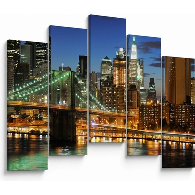 Obraz - Most s New Yorkom, päťdielne 125x90 cm