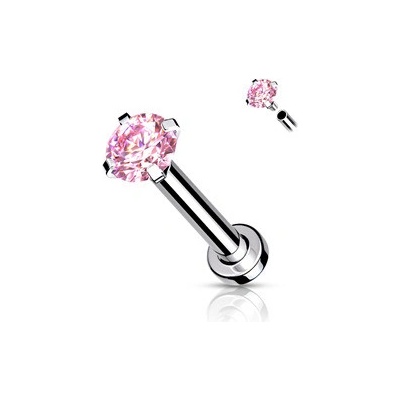 Šperky4U piercing do brady cartilage tragus růžový kámen LB1040P-12082