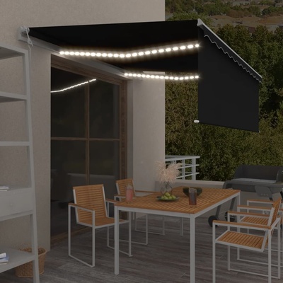 vidaXL Automatická markýza roleta LED a senzor větru 4x3 m antracitová