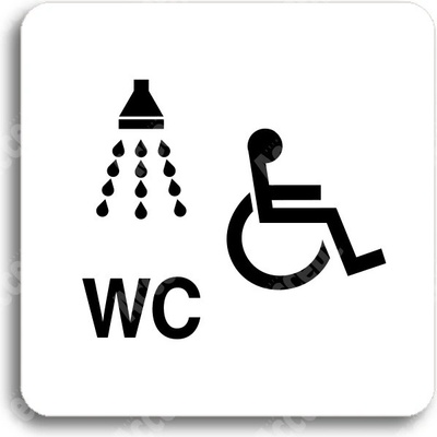 ACCEPT Piktogram sprcha, WC invalidé - bílá tabulka - černý tisk bez rámečku