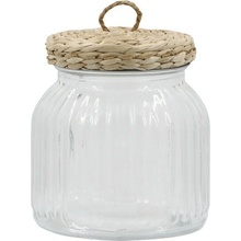Chic Antique Skleněná dóza Wicker Lid čirá přírodní barva sklo 650 ml