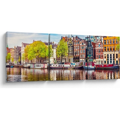 Obraz - Tancujúce domy, Amsterdam, trojdielne 90x30 cm