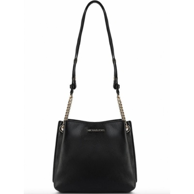 Michael Kors kožená kabelka Teagen crossbody black gold černá