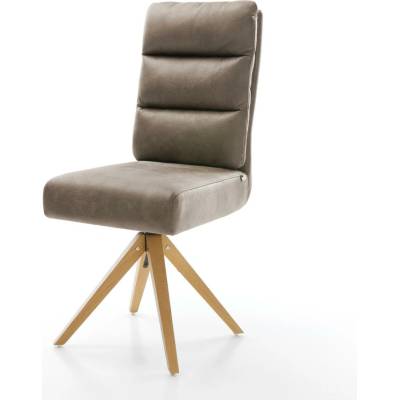 Delife Pela-Flex mikrovlákno taupe vintage dřevěná podnož hranatá přírodní taštičkové pružiny