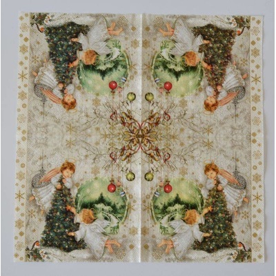 Ubrousek na decoupage Zima a Vánoce Andílci