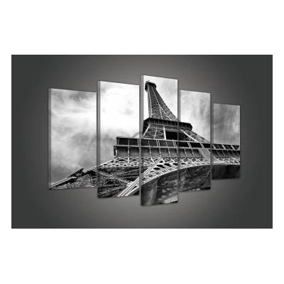 Obraz na plátne viacdielny - OB3405 - Eifelová veža čierno biely 100cm x 60cm - S17