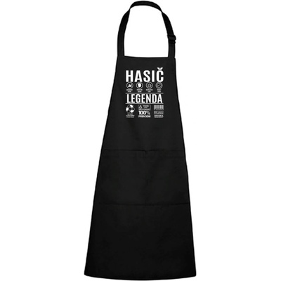 Dobrý Triko Zástěra s potiskem Hasič legenda Černá