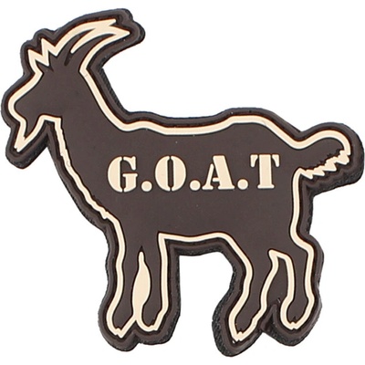 Gumová nášivka 101 Inc nápis G.O.A.T. (GOAT) - hnedá