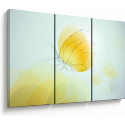 Obraz - Žltý motýľ, trojdielne 120x80 cm