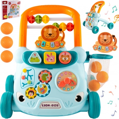 Majlo Toys Interaktívne detské chodítko Cartoon Car modré