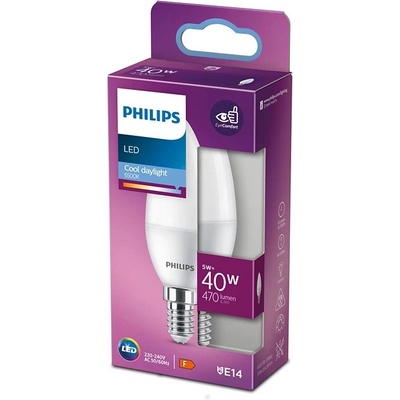 Philips LED žiarovka E14 B35 4,9W = 40W 470lm 6500K Cold