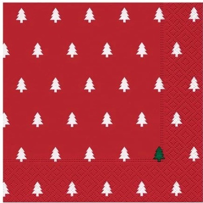 Susycard Vianočné servítky Červené stromy 20 ks 33x33cm