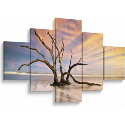 Obraz stromu v oceánu, pětidílný 125x70 cm