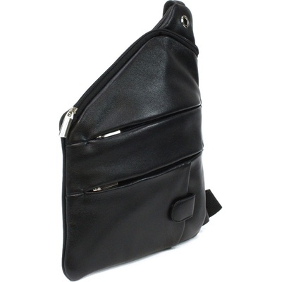 Černý kožený pánský zipový crossbag 216-1574-60