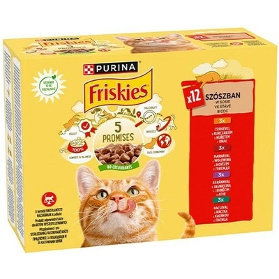 Friskies Cat Multipack hovädzie a kura a jahňacie a kačica v šťave 12 x 85 g