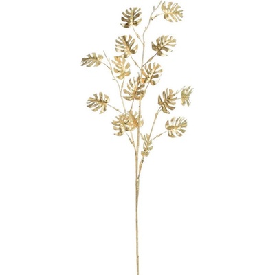 Ozdoba zapichovacia konárik monstera 75cm zlatá