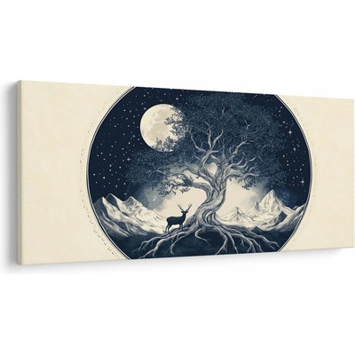 Obraz – Magický strom s jeleňom I., jednodielne 200x100 cm