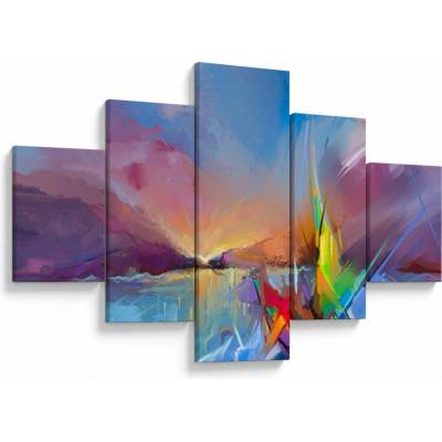Obraz - Západ slnka, päťdielne 125x70 cm