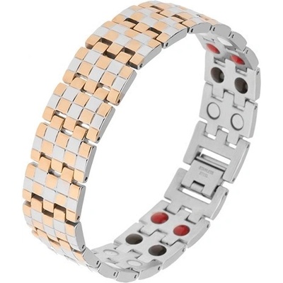 Šperky eshop lesklý z oceli zlatá a stříbrná vzor šachovnice magnety SP31.01