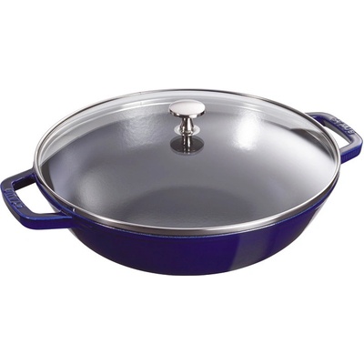Staub Wok so sklenenou pokrievkou 30 cm tmavomodrý