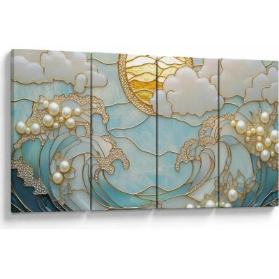 Obraz - 3D perly v oceánu, Čtyřdílný 160x80 cm