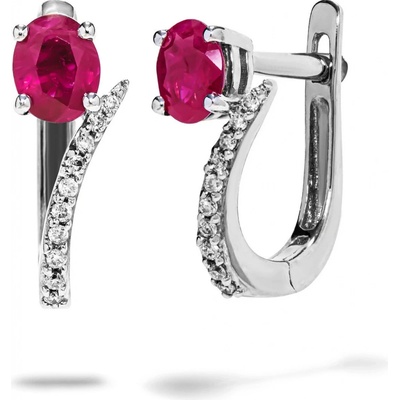 Blink-Blink diamantové náušnice z bieleho zlata s Rubínom 3370BRG