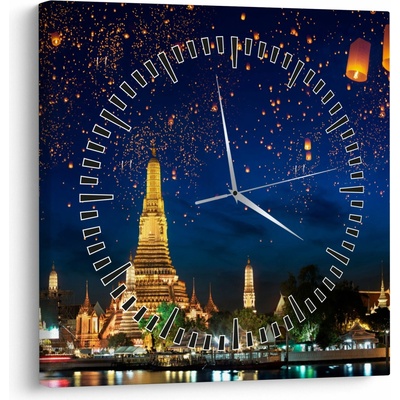 Obraz - Lampióny štěstí, Bangkok (s hodinami), jednodílný 30x30 cm s hodinami – Hledejceny.cz
