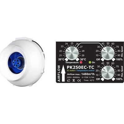Prima Klima CTRL 250 EC- 1450 m3/h - Ø250 mm - regulátor + termostat