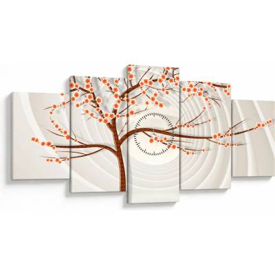 Obraz - Strom v nekonečne (s hodinami), päťdielne 150x80 cm s hodinami