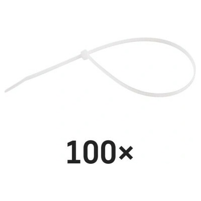 Emos A2848 Sťahovacie pásky biele 300×3.5mm 100ks A2848 - Pásky sťahovacie - O80mm, 18kg, nylon PA66