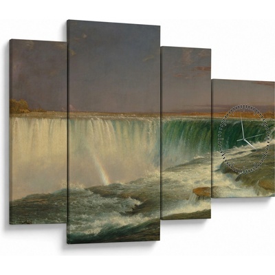 Obraz - Frederic Edwin Church, Niagara, reprodukce (s hodinami), Čtyřdílný 110x75 cm s hodinami