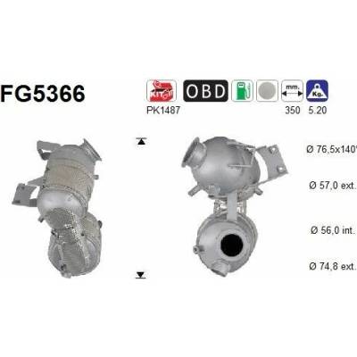 Filter sadzí pevných častíc výfukového systému AS FG5366