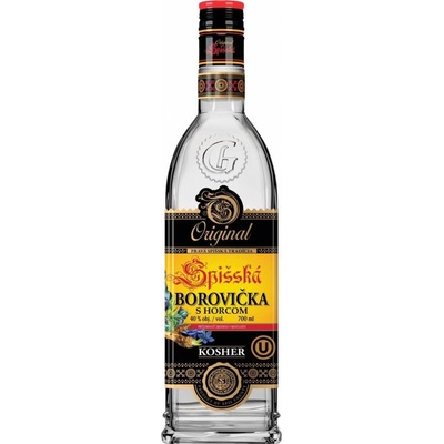 Kosher Spišská Borovička s horcom 40% 0,7 l (čistá fľaša)