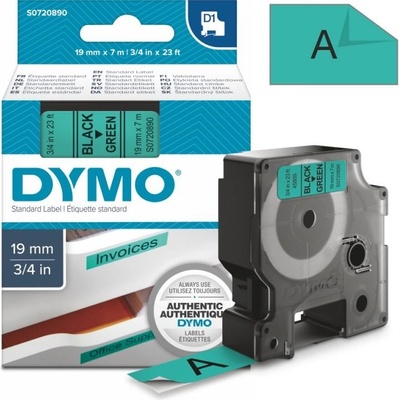 Páska Dymo D1, 19mm (45809) zelená, černý tisk, 7m