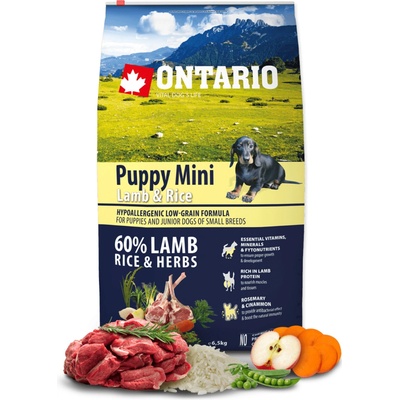 Ontario Puppy Mini Lamb & Rice 6,5 kg