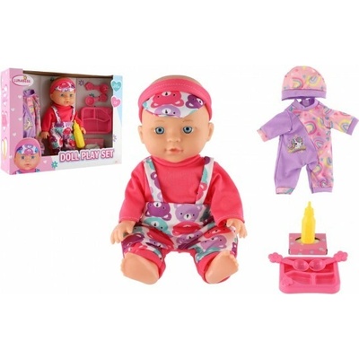 Teddies Panenka 10 cm pevné tělo plast s vaničkou s doplňky