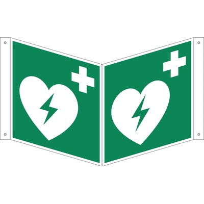 Značka Automatický defibrilátor, ISO 7010, plast, LN, 150 x 150 mm, 5 ks
