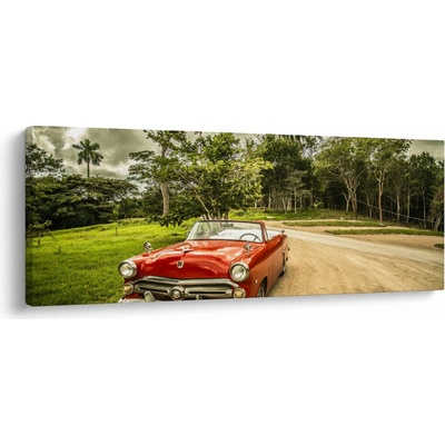 Obraz - auto veterán v přírodě, jednodílný 145x58 cm
