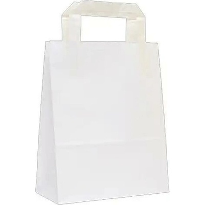 Papierová taška s plochým uchom 180x80x220 mm 50 ks/bal, biela KRPA ZT18008022051